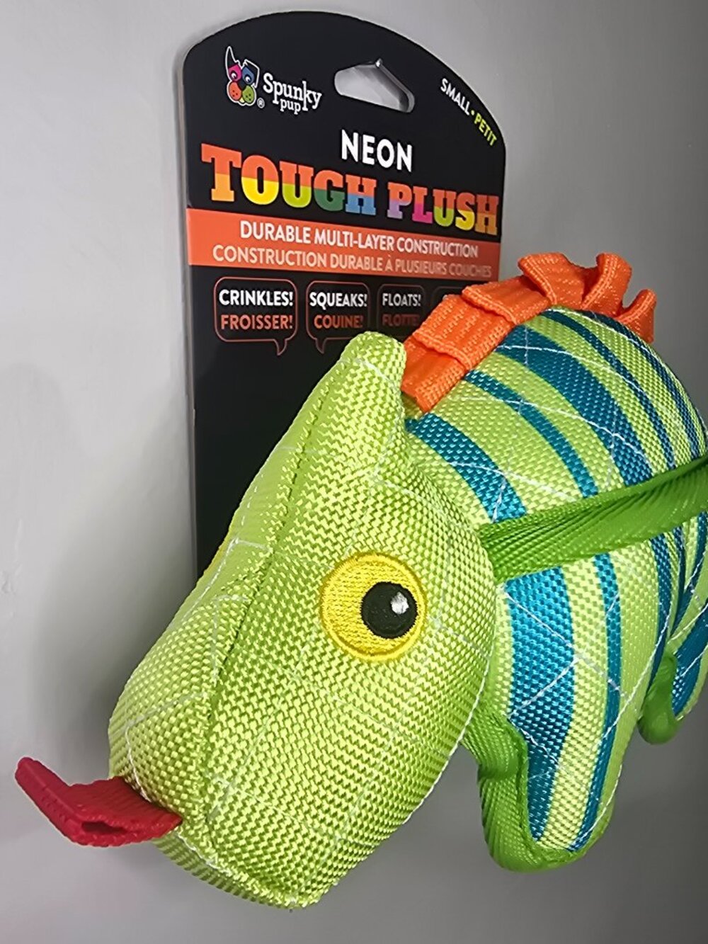 Spunky Pup "Neon Tough Plush" Small Dog Toy - Picture 3 of 6